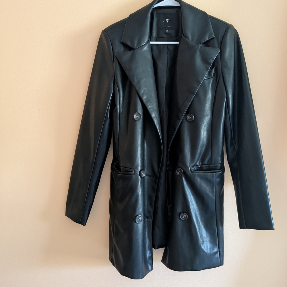 Black Faux Leather Trench Coat